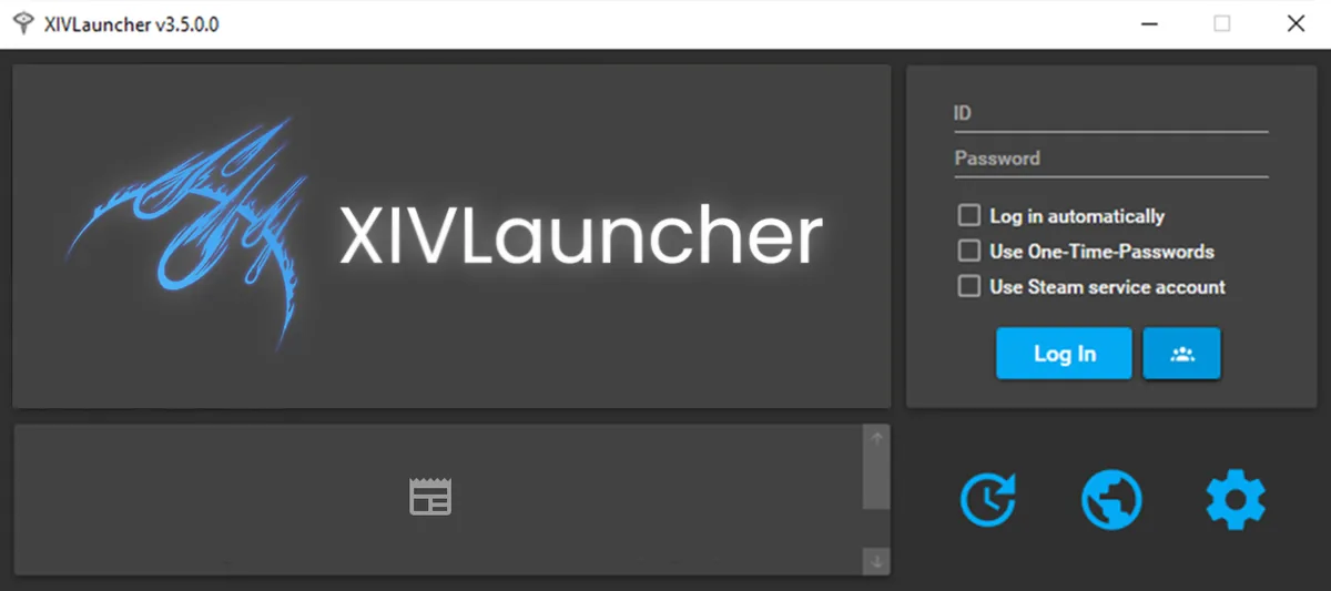 Archived official XIVLauncher 3.5.0 interface shown only as historical context