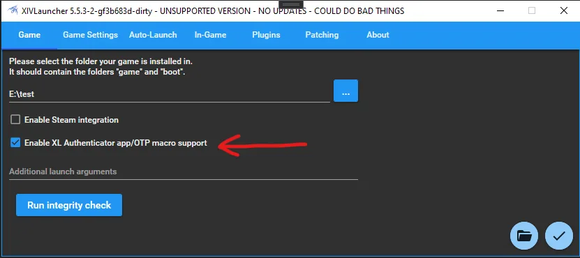 Official Goatcorp screenshot showing the automatic one-time password checkbox